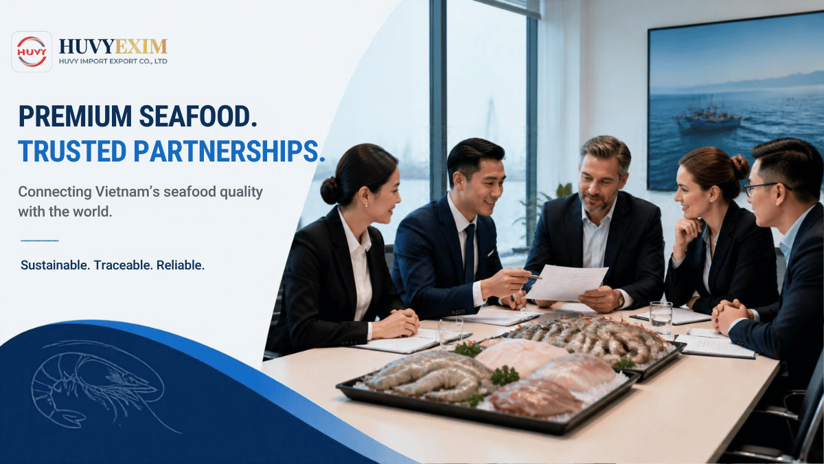 HUVYEXIM welcomes inquiries from importers, wholesalers, distributors, trading companies, and other businesses seeking seafood products from Vietnam